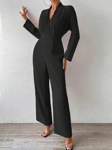 Chiquease 女士褶皺腰無領連身褲 - 黑色 - 查看 3