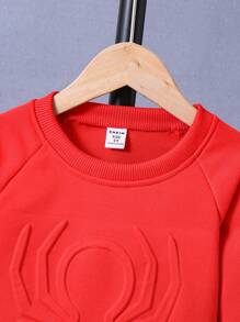 SHEIN 年輕男孩立體印花運動套裝 - 紅色 - 查看 3