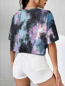 SHEIN EZwear 女士水染寬鬆t恤 - 彩色 - 查看 2