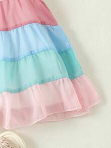 Baby Girls' Casual Ladylike Multi-Color Patchwork Cami Dress - Multicolor - View 5