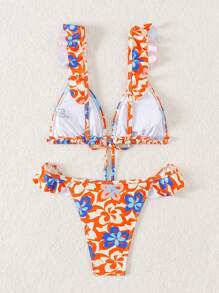 SHEIN Swim Bikini de dos piezas con estampado floral de verano
