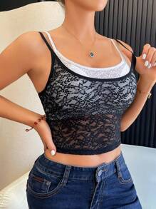 SHEIN Women's All-Season Lace Trim Camisole