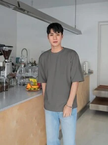 GENTILAND Men's Solid Color Round Neck Short Sleeve T-Shirt For Casual Wear