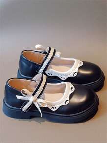 Children'S New Fashionable Comfortable Casual Princess Bow Flat Shoes With Butterfly Design For Girls In Spring
