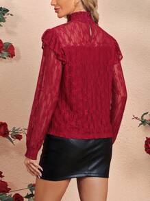 SHEIN Clasi Women's Stand Collar Lace Shirt