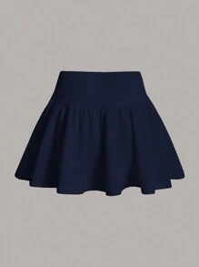 SHEIN EZwear Falda De Rodilla Para Mujer De Color Sólido