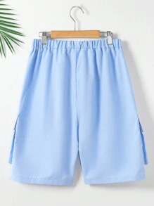 Teen Boys' Cargo Style Shorts - Blue - View 2