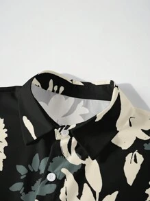 Camisa Estampada De Flores Para Hombre - Negro - Ver 3