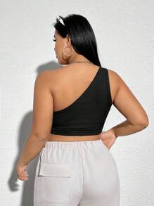 SHEIN EZwear Plus Size Knitted One Shoulder Women's Top For Dating