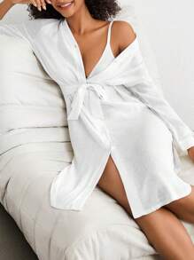 Ocili 柔軟親膚鬆身長袖開衫外套-白色 - 白色 - 查看 3