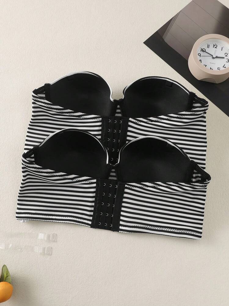 Women's Striped Bandeau Bra With Underwire ,2 Pcs