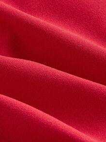 SHEIN MOD Falda Roja De Encaje Para Mujer Con Parches Y Lazo - Rojo - Ver 4