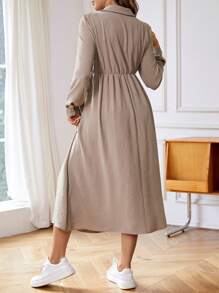 SHEIN Maternity Nursing Functionality Blouse Dress With Long Sleeve