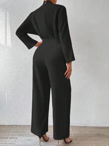 Chiquease 女士褶皺腰無領連身褲 - 黑色 - 查看 2