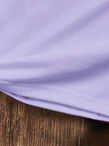 Cô gái Tween Giải trí Đơn giản Ngắn tay Áo thun Hoàn hảo Cho mùa hè - Màu tím - Xem 4