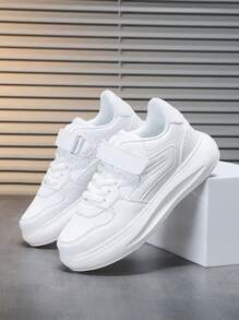 Kids' Four Seasons Fashionable White Sneakers For Boys, Classic Color Matching, Ideal For Daily Wear And Multiple Occasions, Suitable For Campus Students, Sports Shoes - White - View 1