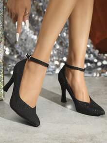 Women's High Heel Pumps, Black Pointed Toe Stiletto Dress Shoes For Party And Club - Black - View 2