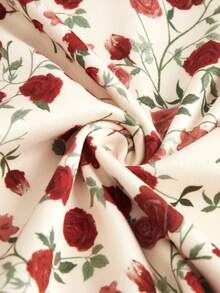 Sweetness 女士復古花卉印花修身 V 領長袖 T 卹 - 彩色 - 查看 3