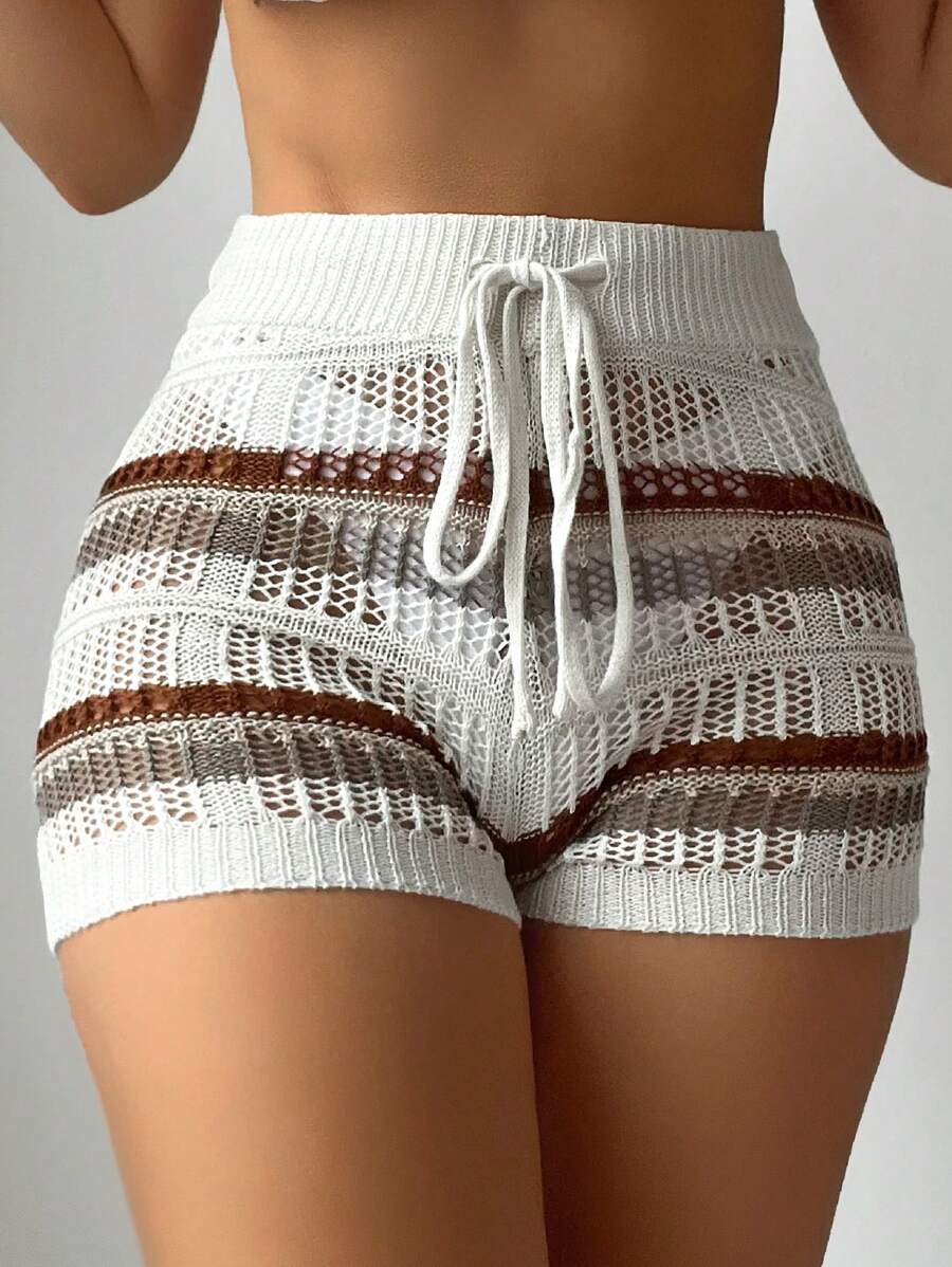 SHEIN Swim Bragas De Encubrimiento Para Mujer Con Cordón Y Bloque De Color - Multicolor - Ver 1