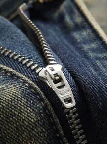 Jeans Ajustados Y Rasgados Para Hombres - Azul lavado medio - Ver 6