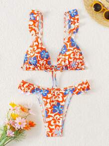 SHEIN Swim Bikini de dos piezas con estampado floral de verano