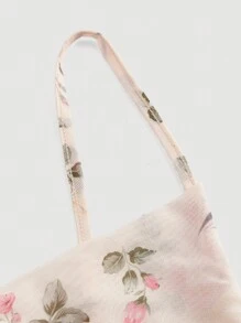 SHEIN MOD Women's Floral Print Spaghetti Strap Dress,Draped - Yellow - View 3