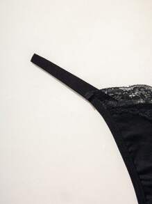 Lace Mini Thong Panties For Women Lingerie - Black - View 5