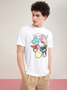 HELLO KITTY AND FRIENDS | SHEIN Men Cartoon Print T-Shirt - White - View 5