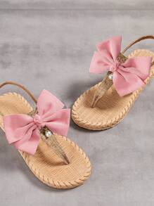 Sandalias de mujer, sandalias cómodas para caminar con lazo, sandalias cómodas para mujer, tipo slip on para interior y exterior, para el verano y el día de San Valentín - Rosa - Ver 5