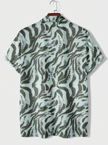 Nam In toàn bộ Ngắn tay Áo sơ mi - màu xanh lá - Xem 2