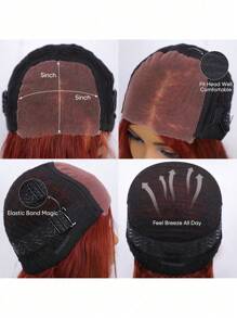 红棕色 Wear & Go 5x5 预剪无胶波浪闭合假发，带预拔纯弹力透气帽，未加工原始处女人发假发