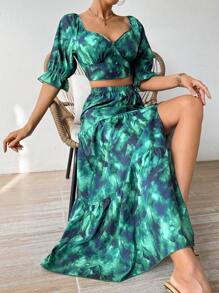 Chiquease Floral Print Casual Two Piece Set - Green - View 5