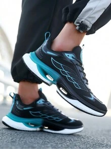 Men's Breathable Mesh Sneakers, Shock Absorbing Elastic & Wear-Resistant Composite Sole Casual Sports Shoes, Lightweight Running Shoes