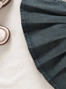 嬰幼女寶寶短款背心上衣,牛仔夾克和a字牛仔裙 - 彩色 - 查看 7