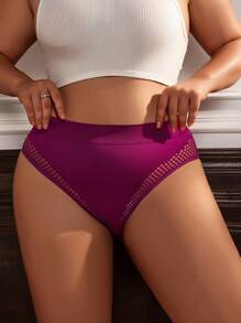 Của phụ nữ Kích thước lớn Xu hướng: Cắt giảm Màu thuần Tam giác Quần lót không đường may - Màu tím - Xem 4