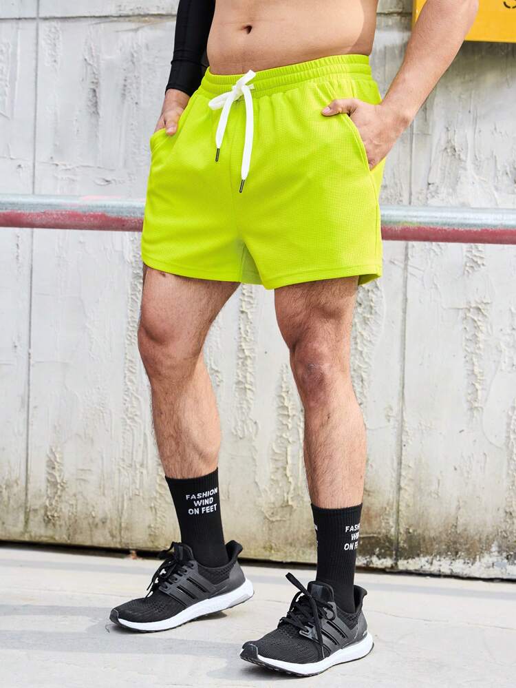 Boyfriend Style Men's Solid Color Drawstring Waist Sports Shorts Short Streetwearmen Gym Shortsmen Summer Shortsgym Shorts For Mengreen Shorts Sweat Pants