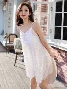 DAZY 女性緊身遮陽連身裙 - 白色 - 查看 1