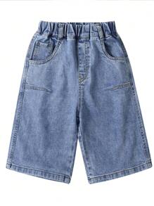 Jeans Capri para llevar en verano con estilo coreano de última moda para niño preadolescente en el verano de 2024