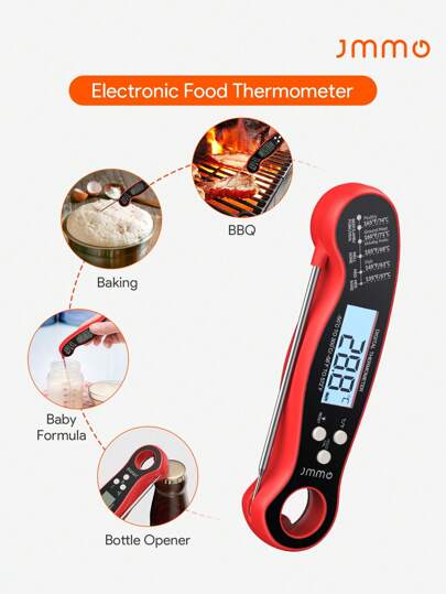 JMMO Instant Read Digital Meat Thermometer For Food,Bread Baking,Water And Liquid,Waterproof And Long Probe With Meat Temp Guide For Cooking