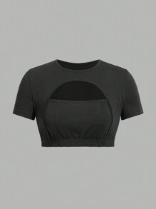 SHEIN EZwear Multiple Pieces Short T-Shirts In Black, White And Gray With Front Placket - Multicolor - View 4