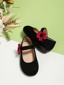 New Arrival Girls' Velvet Retro Bowknot Flats Casual Shoes, Soft Sole Comfortable Dance Student Mary Jane Shoes For Daily Wear In Autumn And Winter - Black - View 2