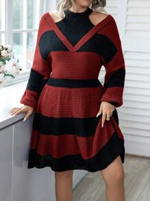 Calvaya 大尺碼女式條紋圓領襯衫套裝 - 彩色 - 查看 3