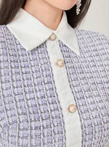 Modelyn 女款拼色羈扣細節百褶下擺連身裙 - 淡紫色 - 查看 6