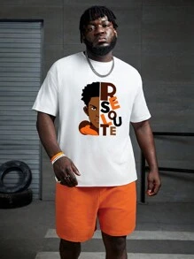 Manfinity Men's Character Portrait & Letter Printed T-Shirt - White - View 1