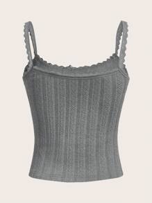 SHEIN MOD Women's Gray Knitted Spaghetti Strap Tank Top - Dark Grey - View 2