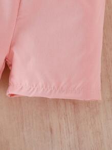 Đứa bé gái Angle Vòng cổ Ngắn tay Áo khoác Với Ruffled , Quần short Và Áo ba lỗ Áo Bộ - Hồng - Xem 8