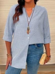 EMERY ROSE Camisa De Rayas Para Mujeres De Talla Grande