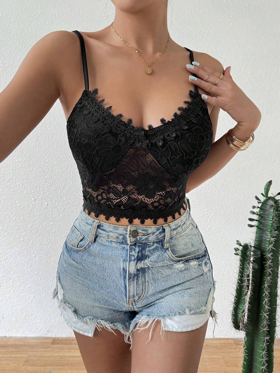 Chiquease Women's Sexy Round Neck Lace Camisole