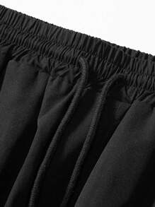 男士春秋翻蓋羅紋下擺工裝褲 - 黑色 - 查看 4