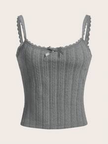 SHEIN MOD Women's Gray Knitted Spaghetti Strap Tank Top - Dark Grey - View 1
